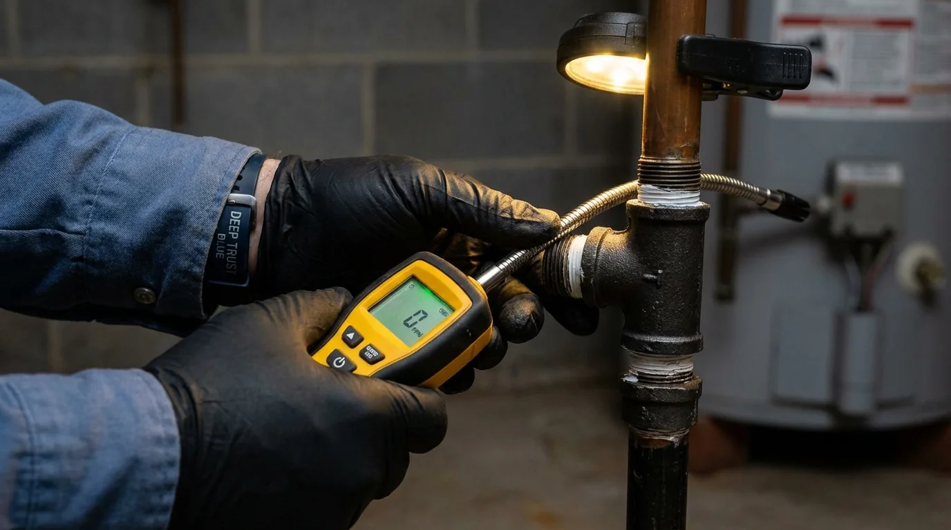 Gas leak detection with electronic sniffer by Johns Plumbing LLC in Crossett