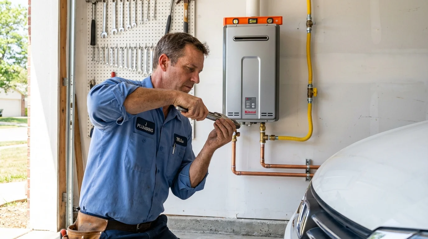 Tankless water heater installation by a Johns Plumbing LLC plumber in Crossett